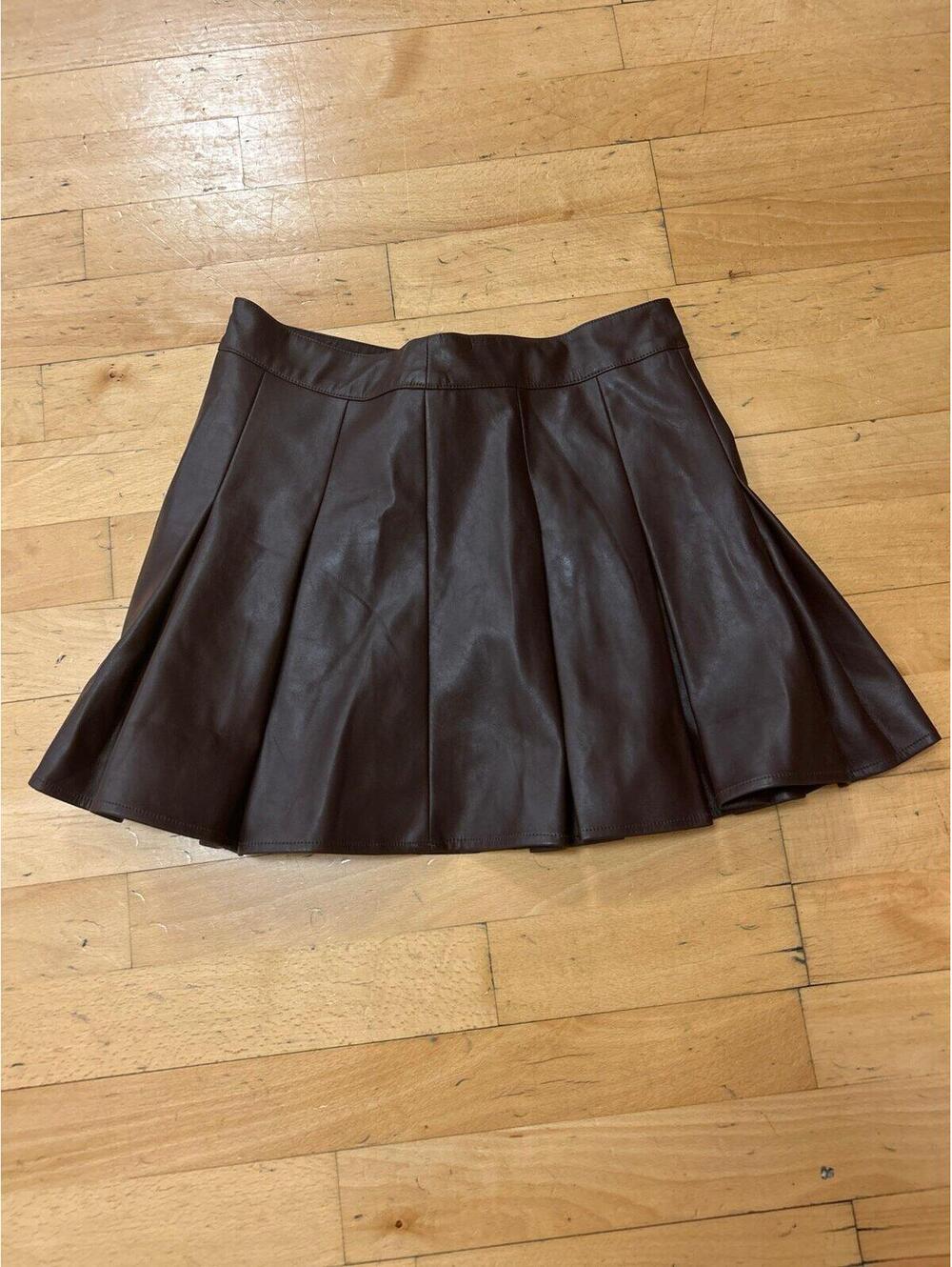 Faux Brown Leather Mini Skirt